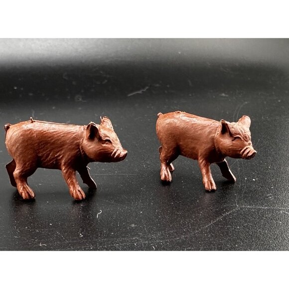 Allstate Marx Happi Time Farm Playset 1959 Auburn Red 2 Pigs Tim Mee PPC - Picture 3 of 12